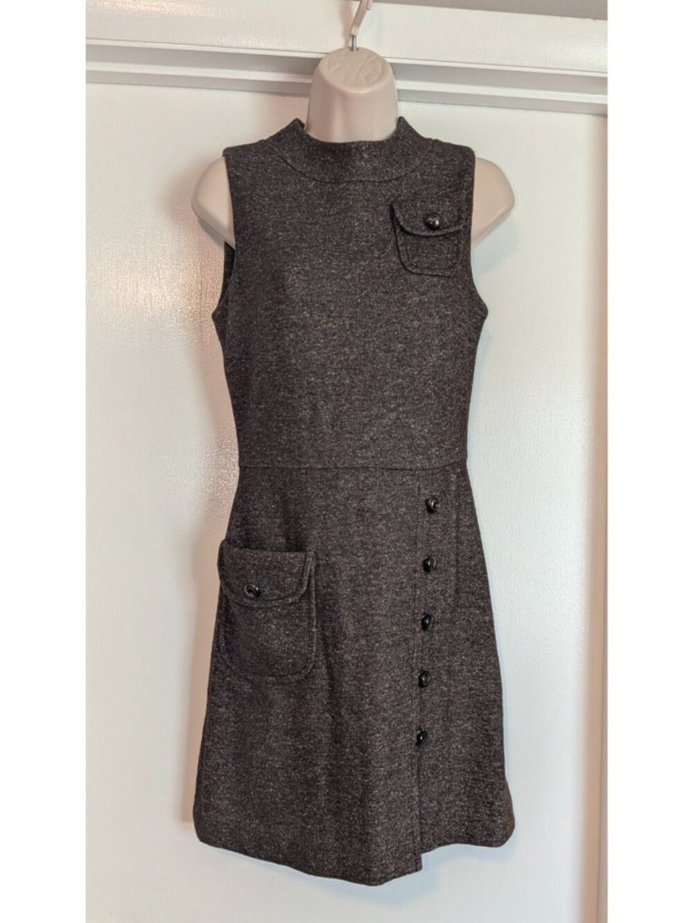 Vtg 1990s Christian Francis Roth Francis Wool/silk Blend Sleeveless Shift Dress